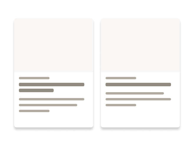 Boxes representing two card components with similar elements.