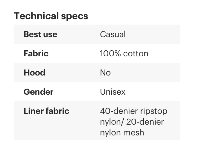 Image showing technical specs table