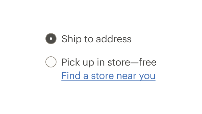 Two radio buttons, one with a short descriptive link.