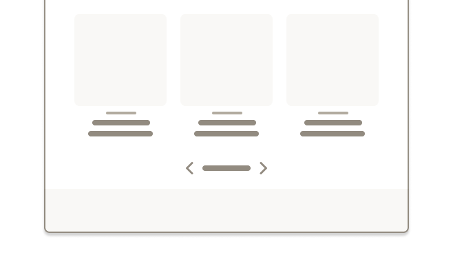 Three boxes representing search result content with pagination correctly center-aligned.