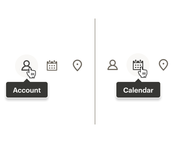 A set of three unlabeled icons with tooltips revealing their names upon hover.